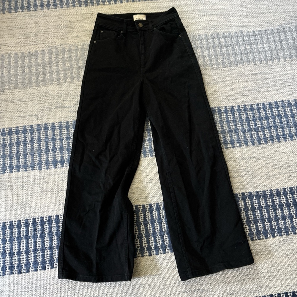 Sezane Wide Leg high rise Jean- black